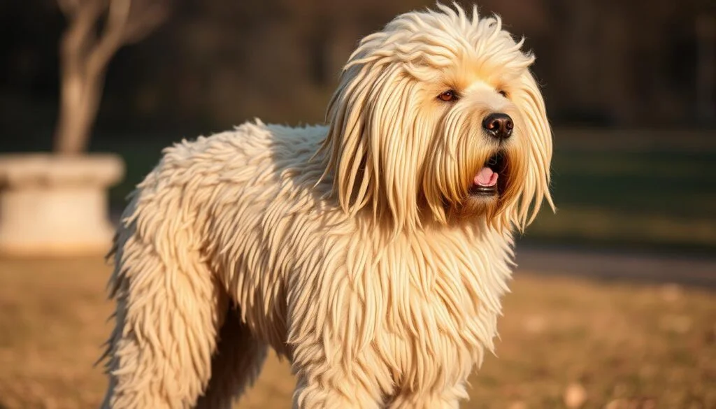 Komondor dog with corded coat Komondor dog with corded coat
